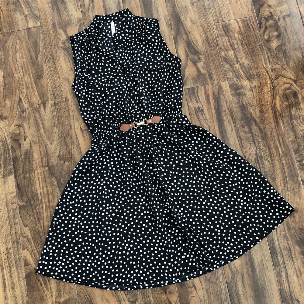 Chic Black and White Polka Dot Mini Dress
